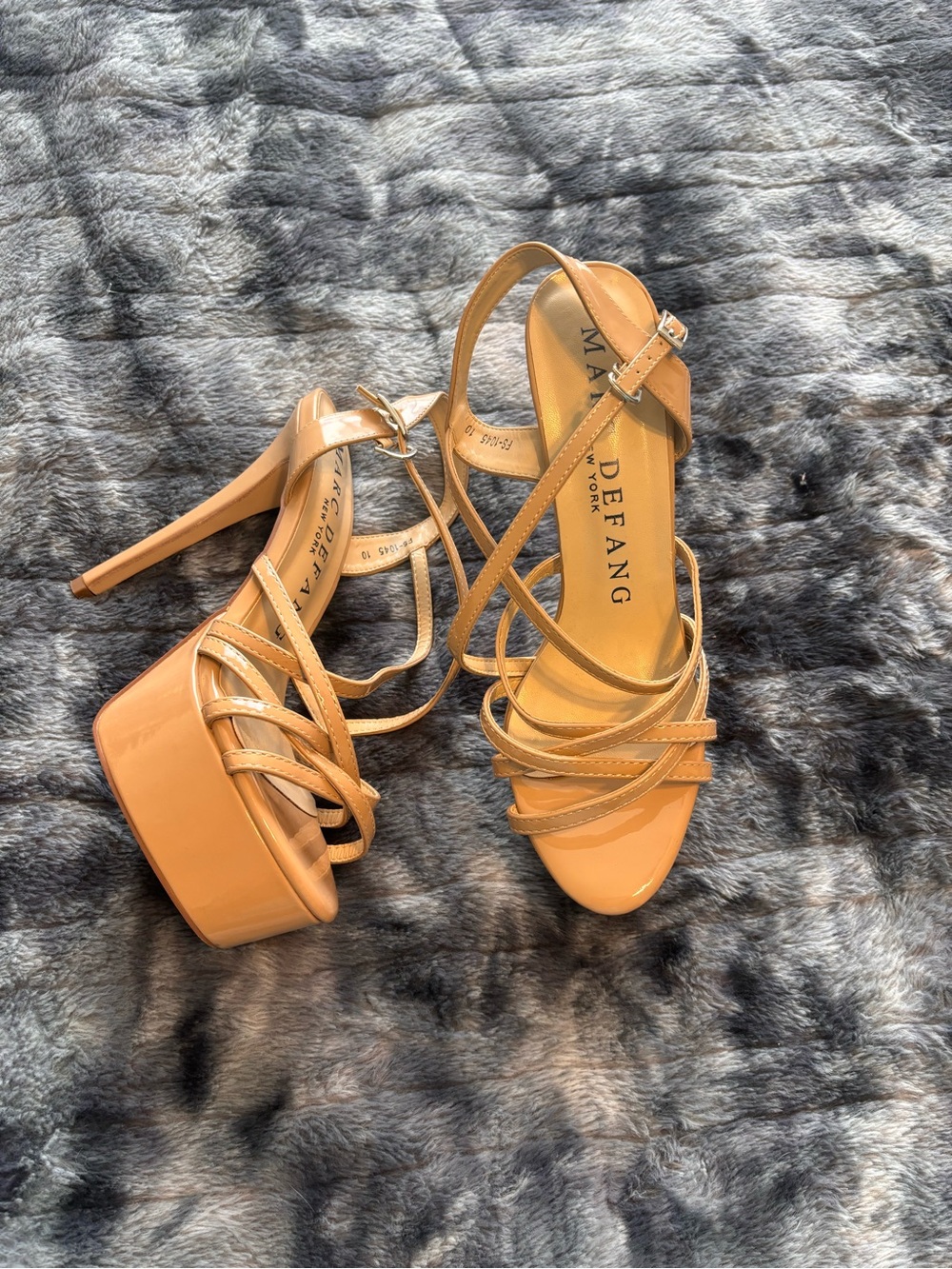 Marc Defang Tan Strappy Platform High Heel Sandals